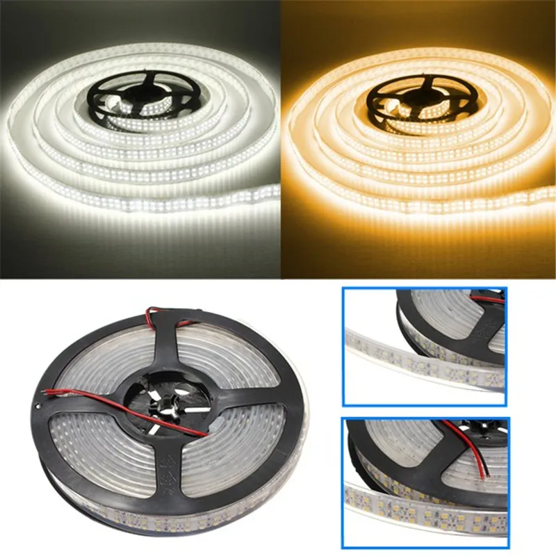 CLAITE 5 м 120 Вт DC12V двухрядная 3528 SMD 1200 Светодиодная Белая теплая белая IP67