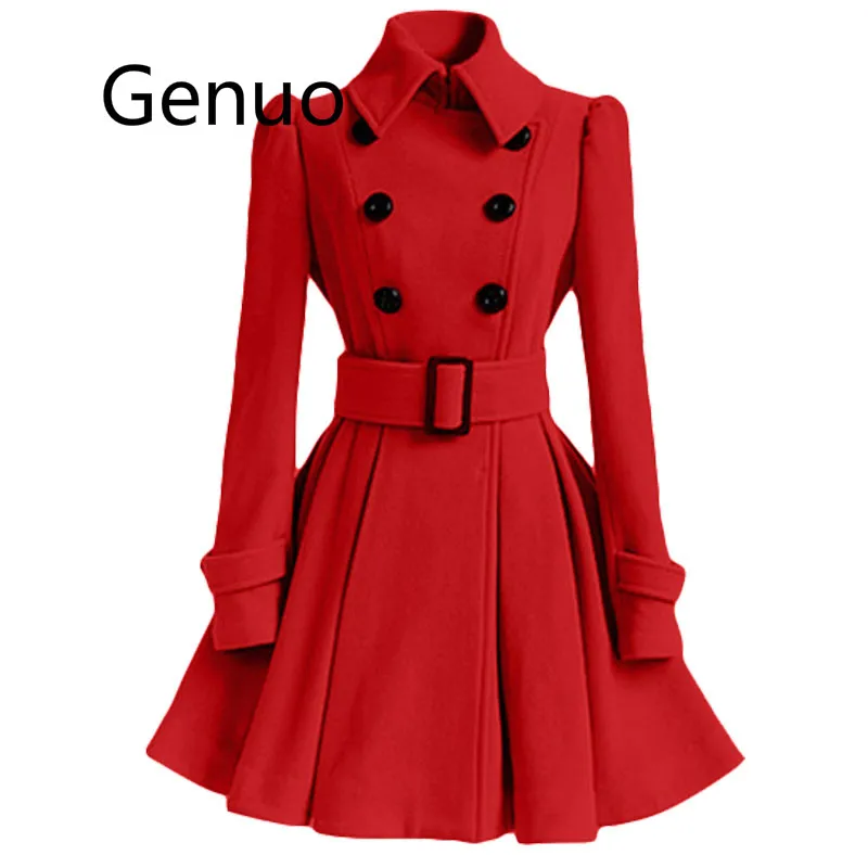 

Autumn Winter Coat Women 2019 Fashion Slim Vintage Double Breasted Jacket Women Elegant Long Warm Red Blazer Female Mujer