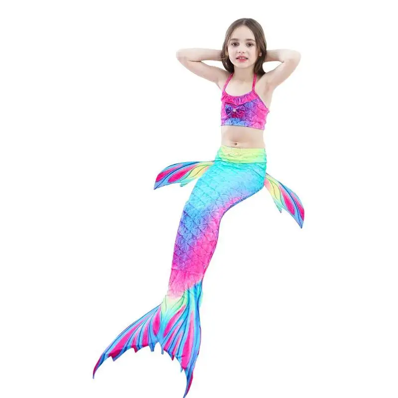 

3PCS Kids Mermaid Swimsuit Bikini Girls Mermaid Tail with Finned Swimsuit Child's Wear Split Swimsuit Tail Mermaid Clothing Swim