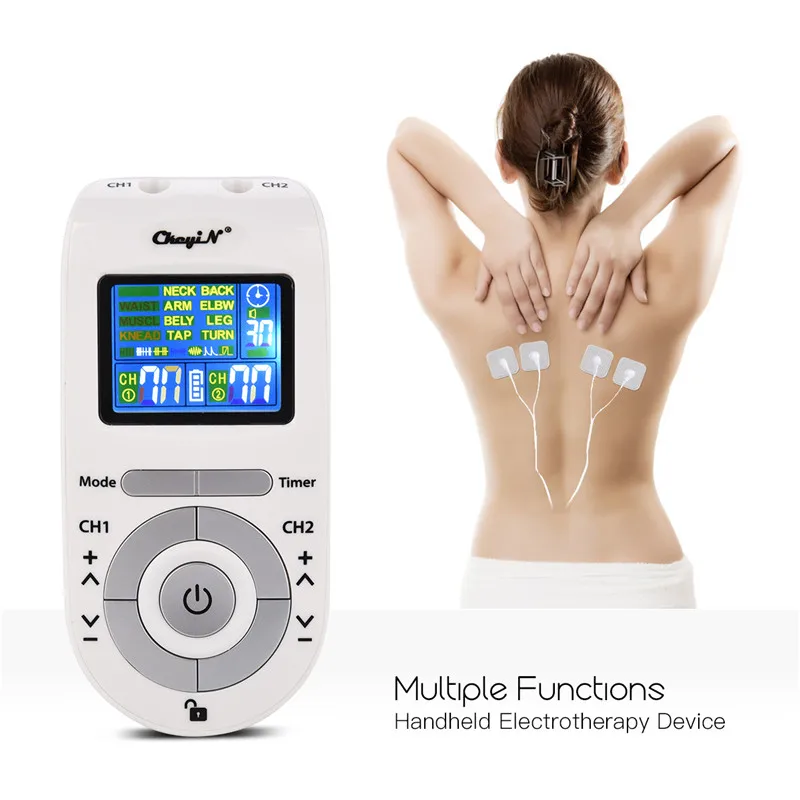 

EMS Electronic Pulse Massager TENS Muscle Stimulator Dual Channel Electrotherapy Device Digital Meridian Therapy Tool 4 Pads 31