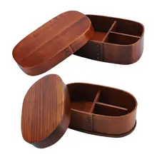 Lonchera de madera Natural Vintage caja para contenedores cajas de madera Bento escuela Picnic portátil