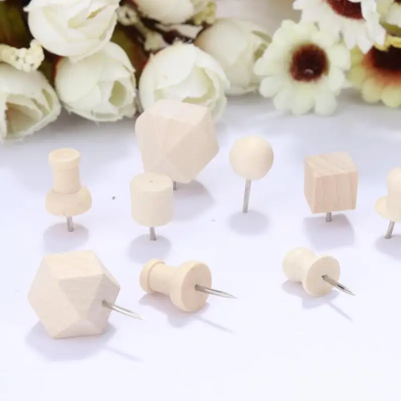 

Wooden Thumbtack Drawing Push Pins for Photo Wall Soft Board Wood Cork Board Map Pin Wood Head Positioning Needle булавка