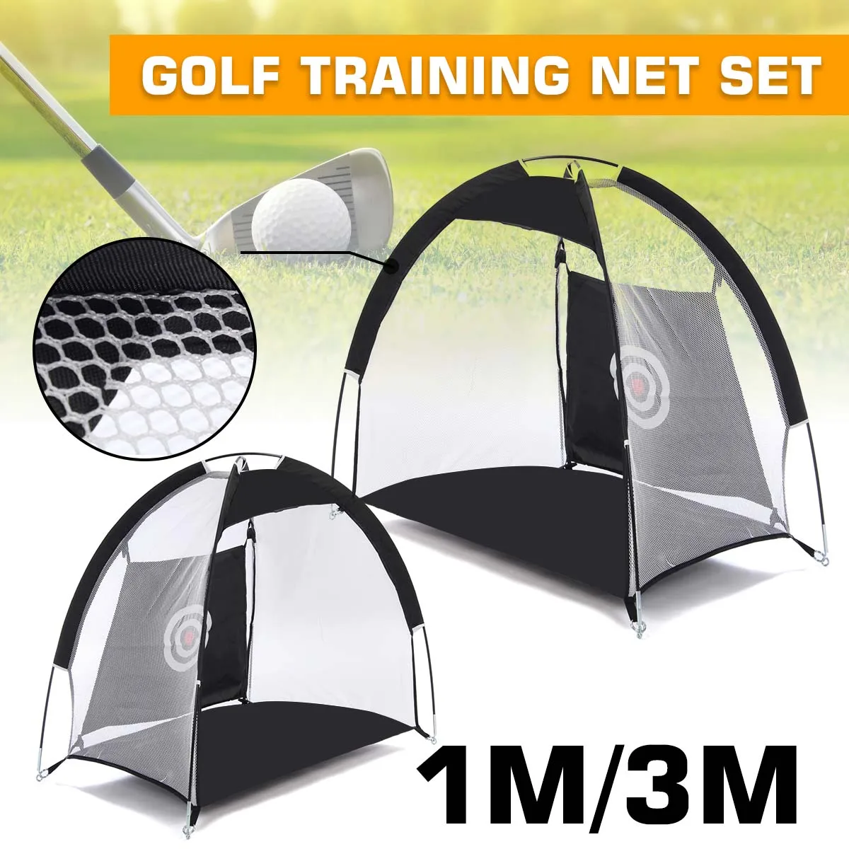 3 m/1 m طوي جولف ضرب قفص ممارسة صافي مدرب الأسود 210D التشفير أكسفورد القماش + البوليستر دائم قوي البناء