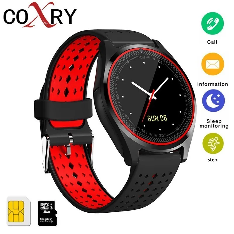 

COXRY Smart Sport Watch Men SIM Card Phone Camera Bluetooth Pedometer Heart Rate Smartwatch Wristwatch Mens Music Clock Women