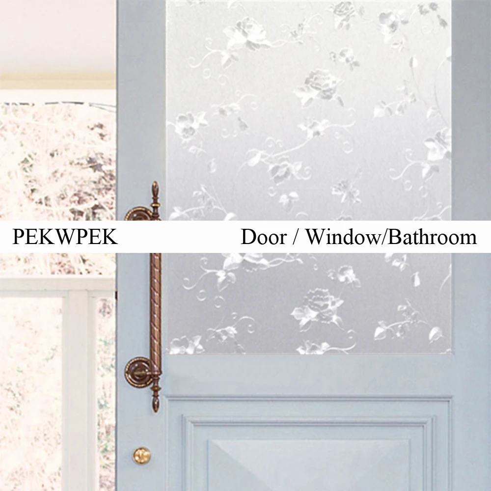 Thickening Peony Static Glass Film 40-90cm width Transparent Scrub Window Bathroom Sticker For Household Decoration | Дом и сад