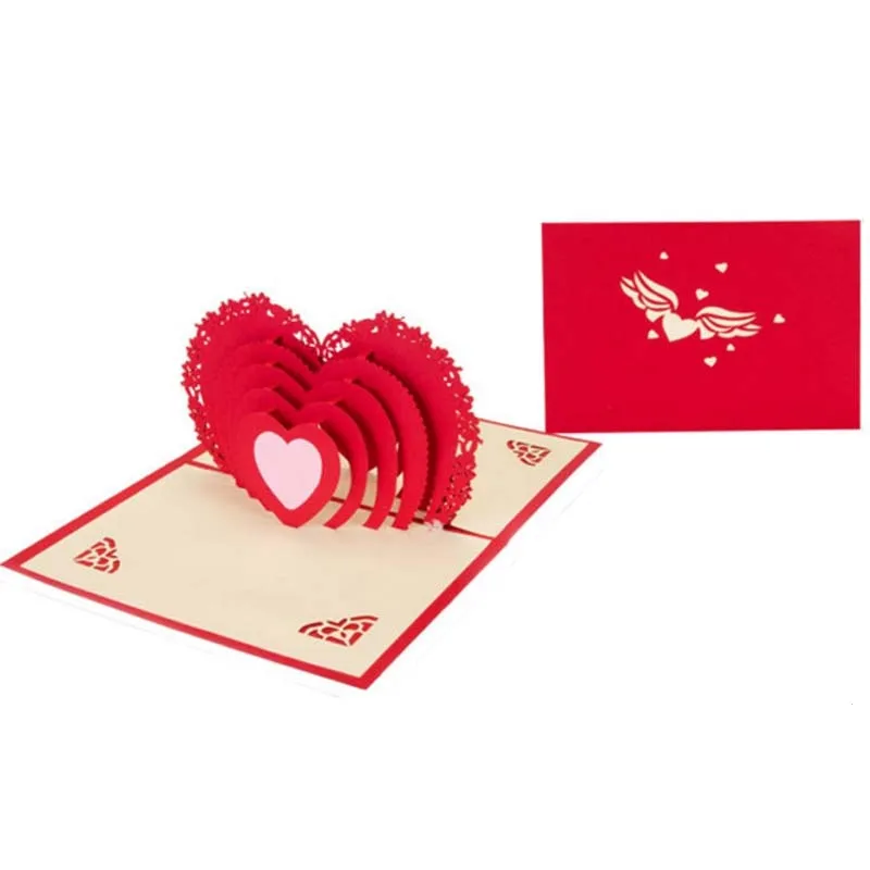 3D Romantic Valentines' Day Greeting Card Three-dimensional Love Heart Birthday Gift Cards Wedding Party Paper S3 |