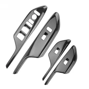 

4Pcs Carbon Fiber Style Door Handle Armrest Trim Window Lift Panel Cover Trim Fit for Honda Civic 2016 2017 right hand drive