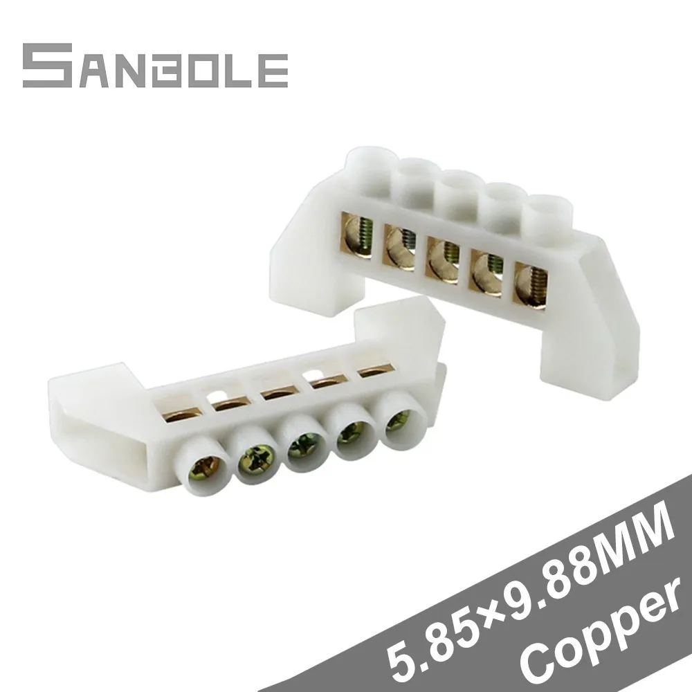 

Terminal Blocks White Connect Zero Line Row Terminals 5 Position 5 screws Copper Connection Bridge (10PCS)