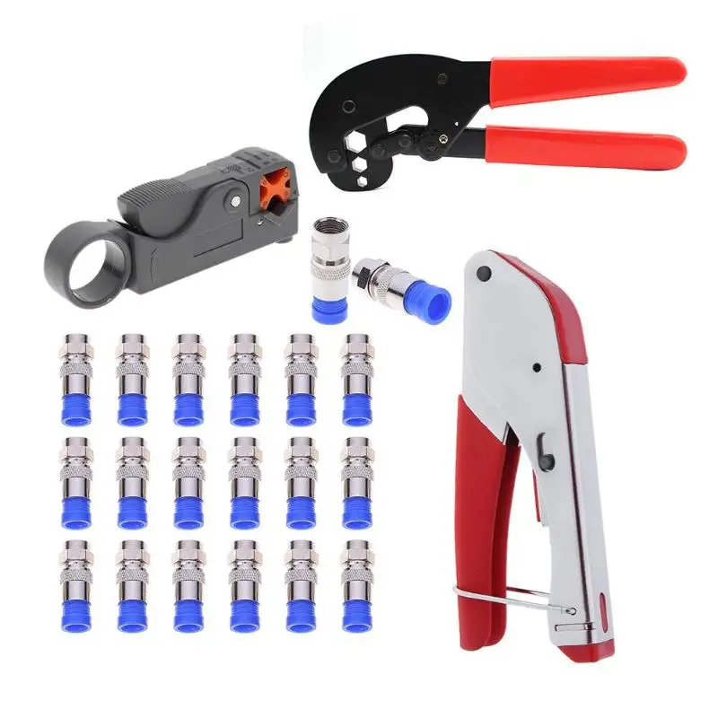 

F-Type Pliers Wire Stripper Coaxial Cable Manual Crimping Tool Set Kit Crimping Tool Cutter Connectors Hand Tool Dropshipping