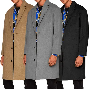 

Thefound 2019 New Men Long Jacket Warm Winter Trench Coat Slim Fashion Casual Button Overcoat