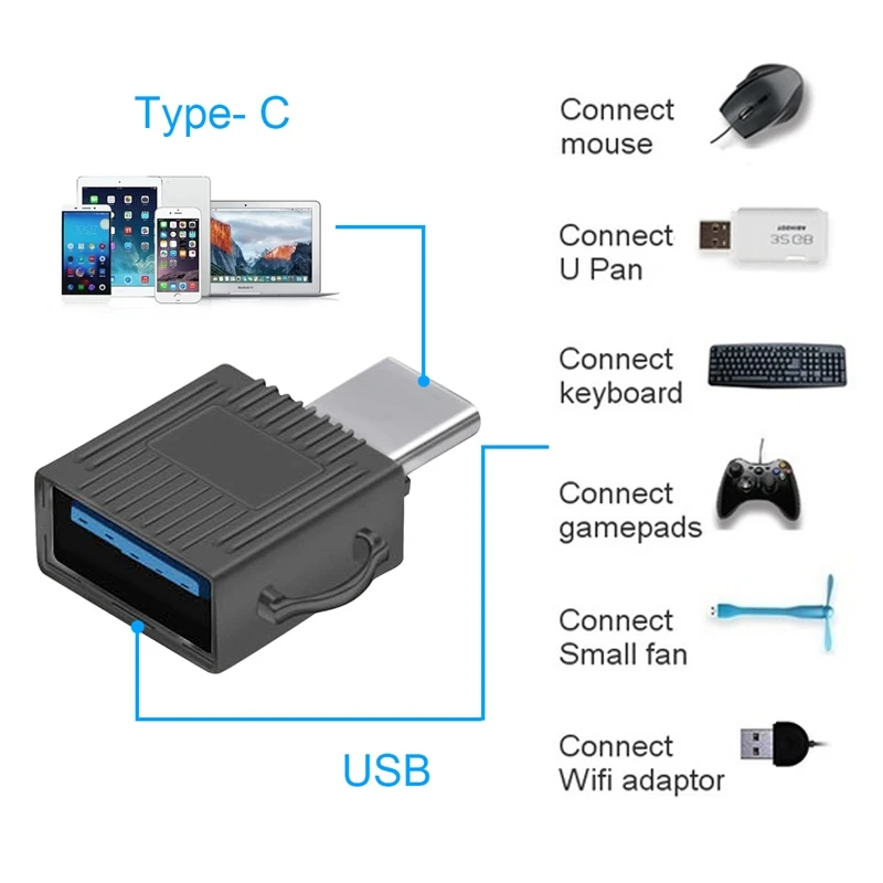 

New USB 3.1 type-c otg adapter to usb3.0 connection mouse adapter Black