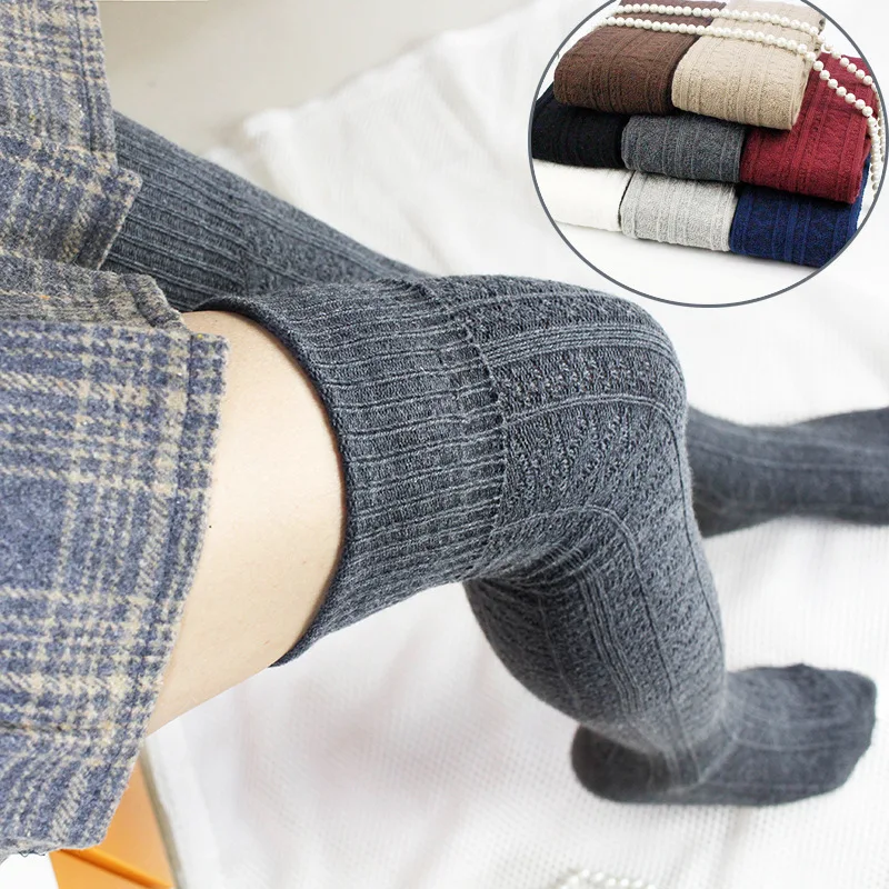 

Fashion Warm Long Stocking Women Striped Knee Socks Women's Cotton Thigh High Over The Knee Stockings Female School Girls Socks