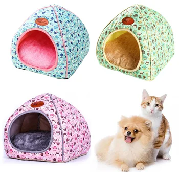 

Pet Dog Cat House Tent Kennel Doggy Fashion Winter Warm Soft Cushion Basket Animal Bed Cave Pet Products