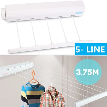 

Novelty Retractable 5 Line Hang-drying Rack Indoor Outdoor Clothesline Magic Drying Hanger Wall Mountable Invisible Drying Rack3