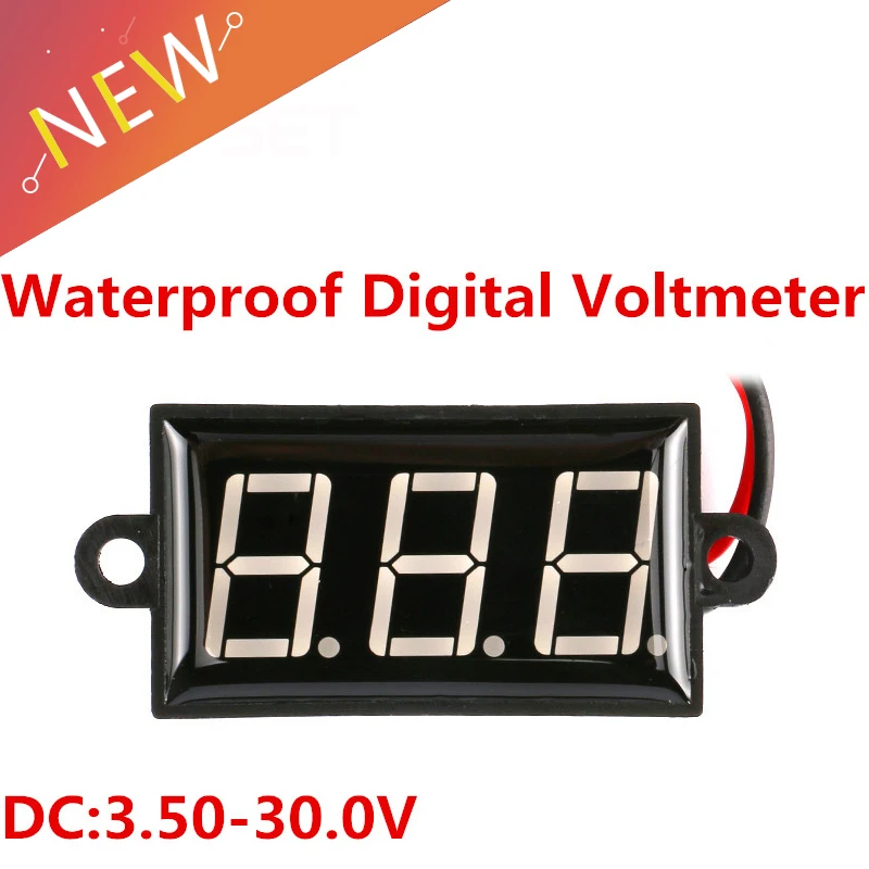 

0.56" Digital DC Voltmeter Ammeter 3 Bit 2 Wires DC3.5-30V Waterproof Voltage Current Meter Power Supply LED Display