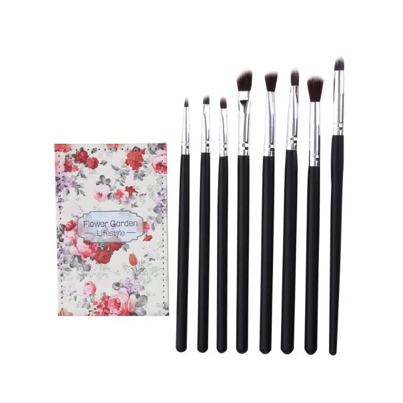 

8pcs Pro Eye Shadow Makeup Brushes Set Powder Foundation Make Up Brushes High Quality Synthetic Hair With PU Leather Case Mirror