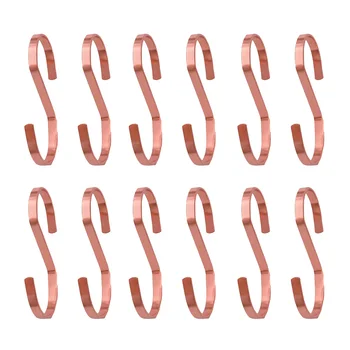 

12 Pcs Metal Hook Rose Gold Hanging Hooks S Shaped Small S Nail-Free Hook for Supermarket Display Clothes Prop