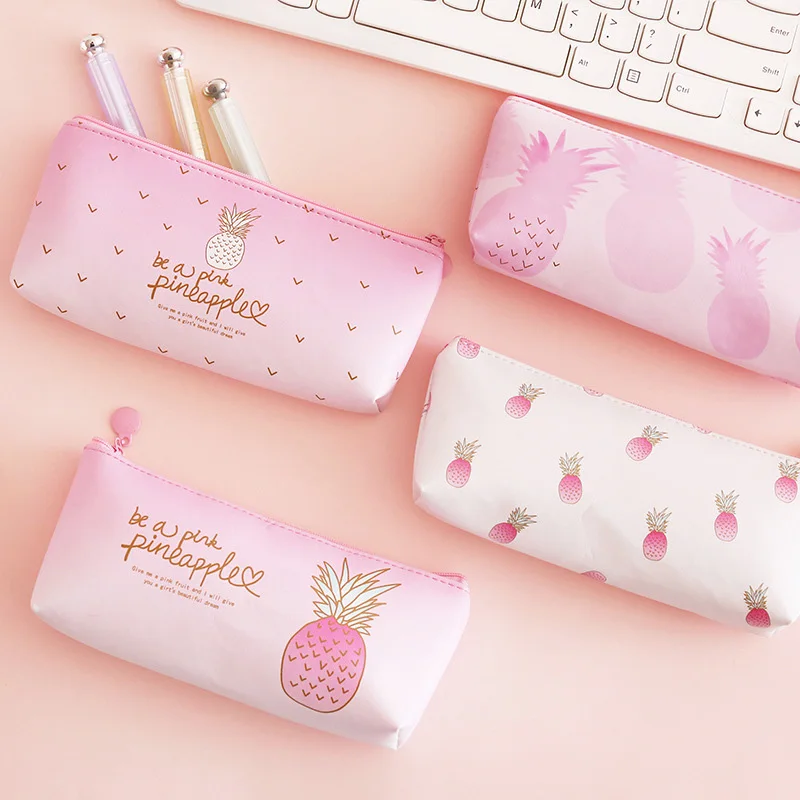 

1Piece Pineapple Pencil Case Cute Pink Pen Case Novelty Fruits Pencil Bag For Girls Gift School Supplies Creative Stationery