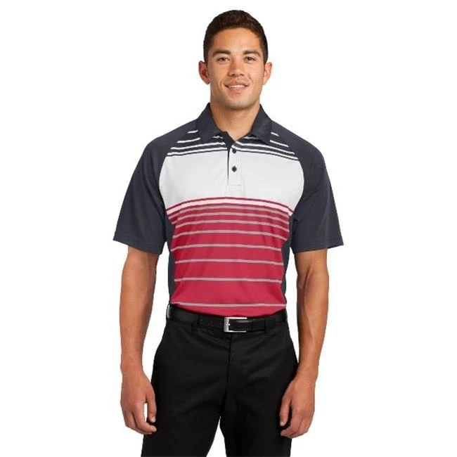 Sport-Tek ST600 Mens Dry Zone Sublimated Stripe Polo T-Shirt True Red - 4XL |
