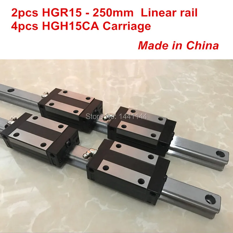 

HGR15 linear guide rail: 2pcs HGR15 - 250mm + 4pcs HGH15CA linear block carriage CNC parts