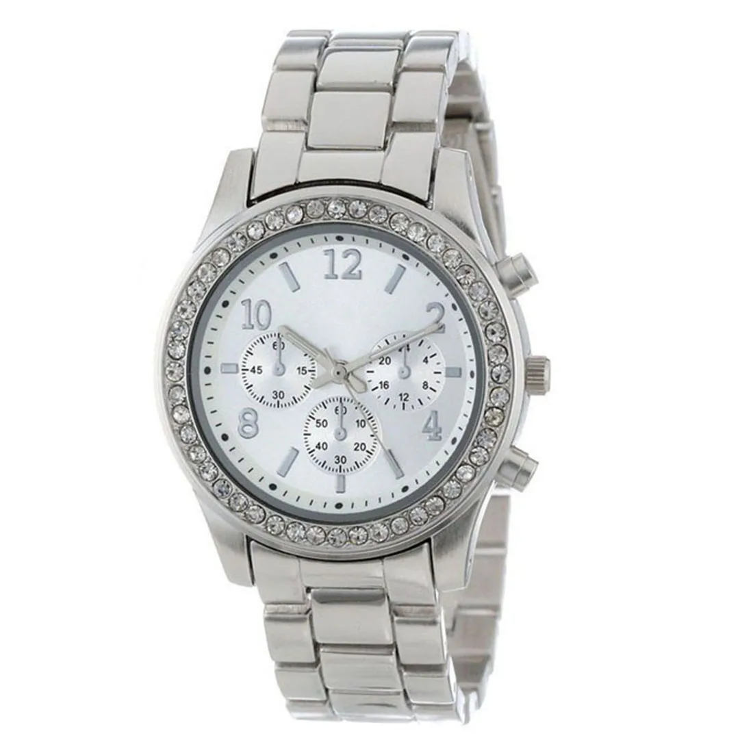 

2 pcs three eye Inlay Diamond Quartz Wrist Watch gold + silver