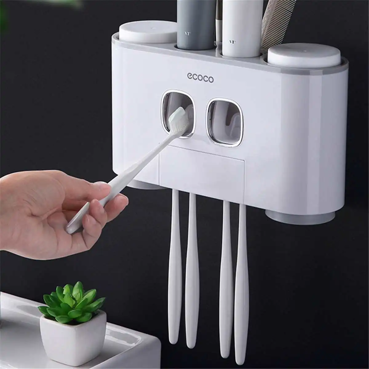 

Bathroom Accessories Set Tooth Brush Holder Automatic Toothpaste Dispenser Holder Toothbrush Wall Mount Rack Bathroom Tools Set