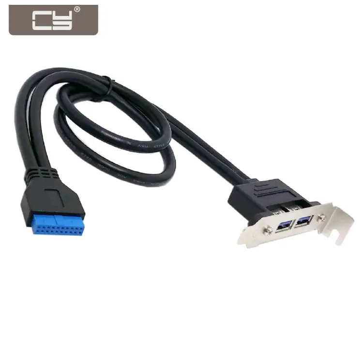 

10pcs/lot USB 3.0 Female Back panel Dual Port to Motherboard 20pin Cable with Low Profile 95mm Height PCI Bracket 40cm