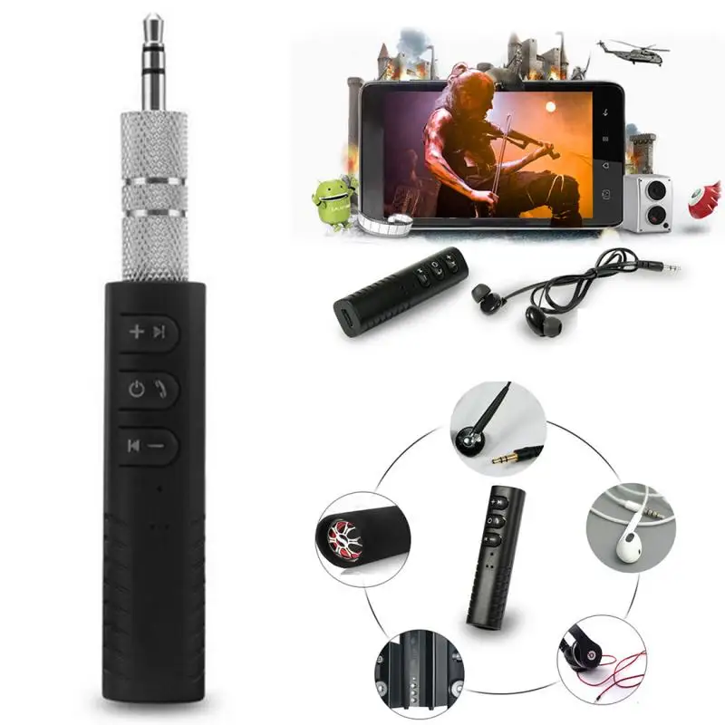 

3.5mm Bluetooth Audio Receiver Wireless Adapter Hands Free Car Music Mini Audio Receiver Clip Type Lightweight Black Mini #LM45