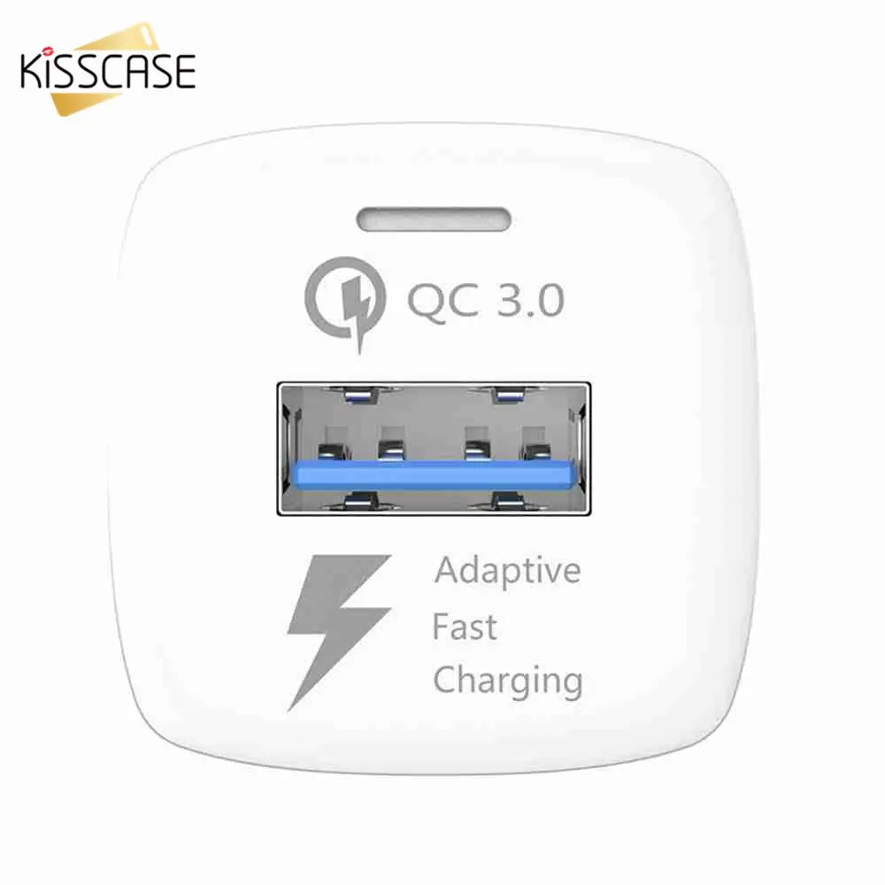 KISSCASE سيارة شاحن يو اس بي سريعة تهمة 3.0 الهاتف شاحن 1 ميناء USB سريع سيارة شاحن آيفون لسامسونج S10 اللوحي شاحن سيارة