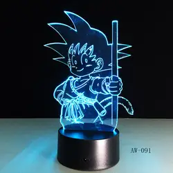 Dragon Ball Супер Saiyan Бог экшен-фигурка Гоку 3D иллюзия настольная лампа 7 цветов Изменение ночник детские подарки AW-091
