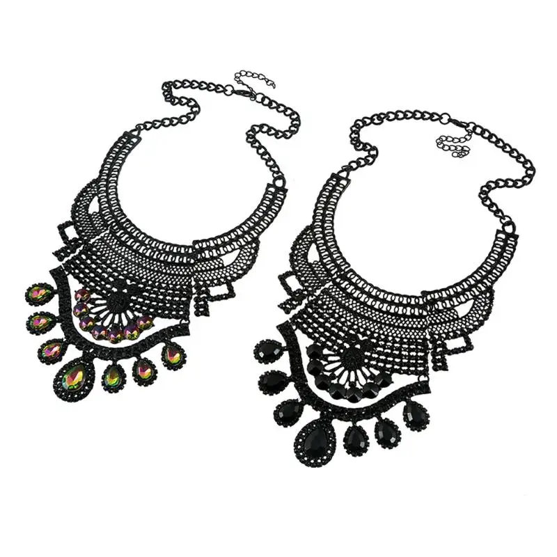 

Women Fashion Chain Crystal Choker Chunky Bib Statement Necklace Jewelry