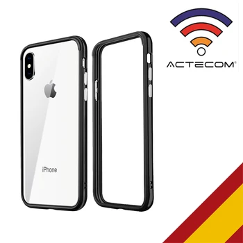 

ACTECOM Funda Bumper para iPhone X 5,8 Negro-Transparente Carcasa Protector
