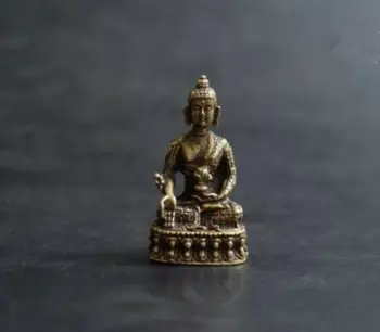 

Chinese old antique pure brass Medicine Buddha small statue