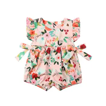 

Baby Girls Infant Flower Ruffle Sleeveless Bodysuit Jumpsuit Outfits Clothes Summer Size 0-24M