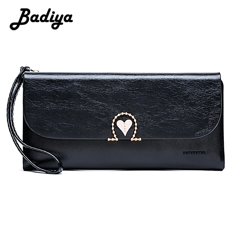 Heart Long Leather Wallet Card Holder Zipper Purse Clutch Bag for Women