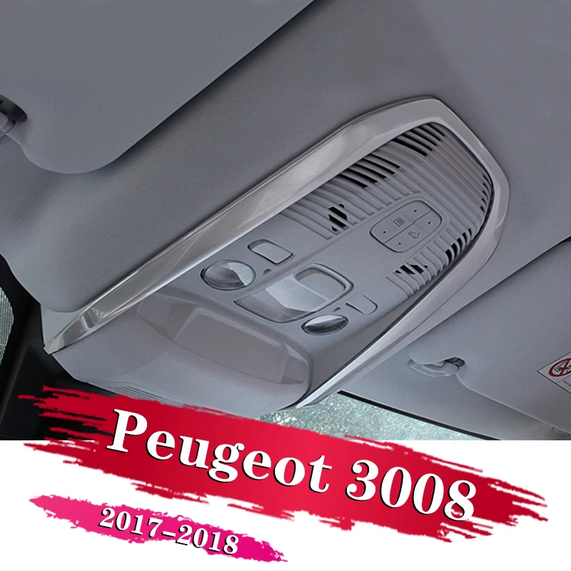 1Pcs Car Stainless Steel Front Reading Light Lamp Decoration Trim Frame Cover Accessories For Peugeot 3008 GT 2016 2017 2018 | Автомобили