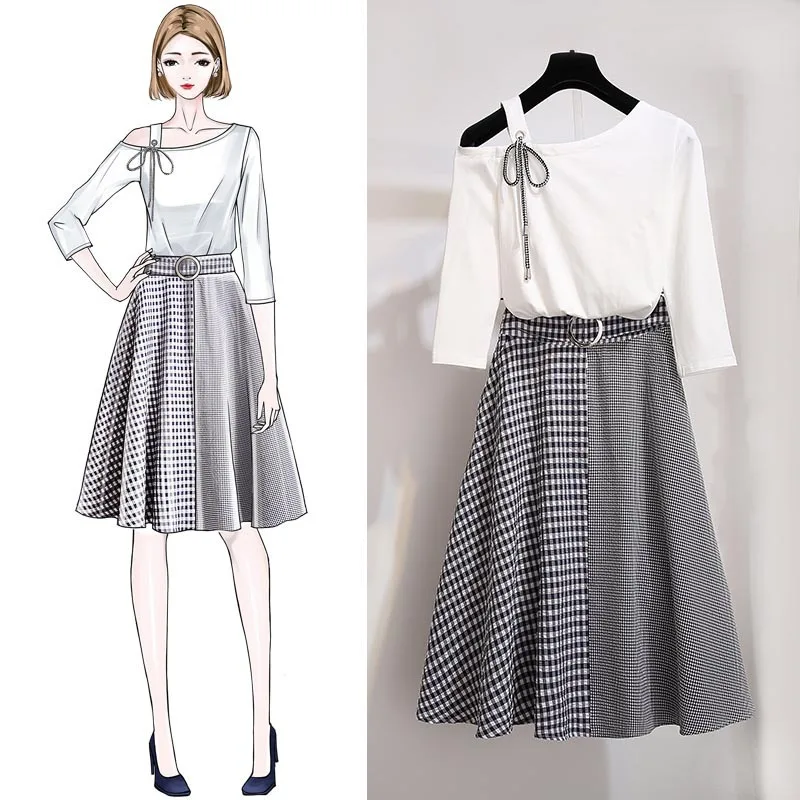 

ICHOIX 2 pieces skirt sets summer 2019 Korean Style sweet plaid skirt two-piece sets women elegant suits S-XL 2 pieces outfits