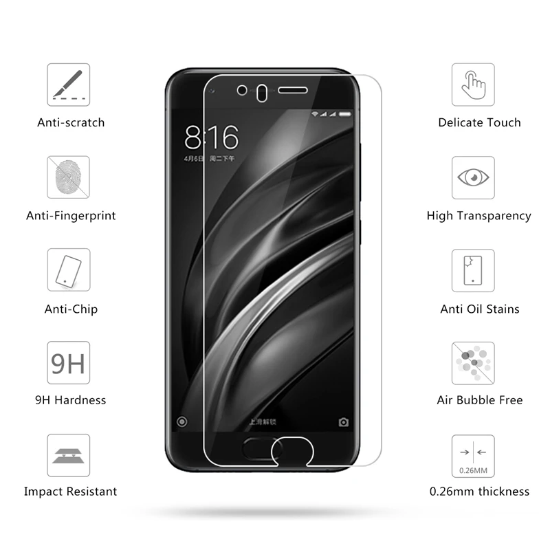 2.5D Arc Премиум Закаленное стекло для Xiaomi Mi6 защита экрана 9H закаленная Защитная