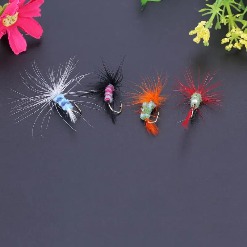 

4PCS Fishing Lures Crank Baits Insect Fly Fishing Lure Artificial Fishing Bait Feather Single Treble Hooks Carp Tackle