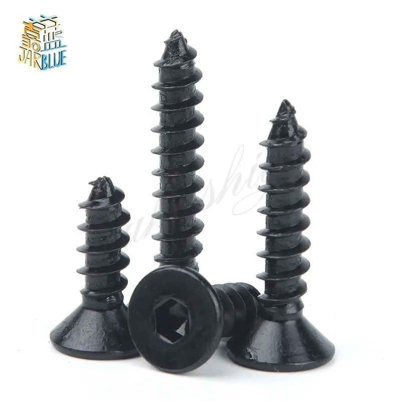 

20pcs M3 M4 M5 M6 Black 8.8 High Strength Countersunk Heads Hexagon Socket Tapping Screw Flat Head Tappings Screws