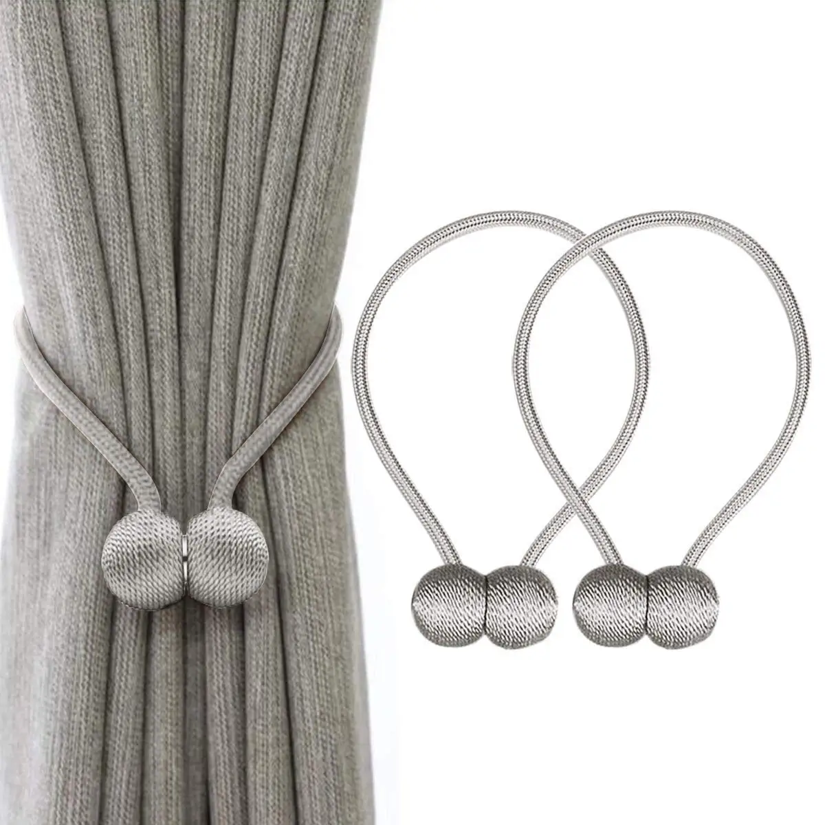Window Curtain Magnetic Buckle Pearls Beads Holder Hoop Ball Tieback Accessory 
