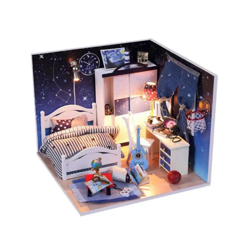 Doll House Furniture DIY Miniature 3D Wood Dollhouse Craft Toy Villa Model