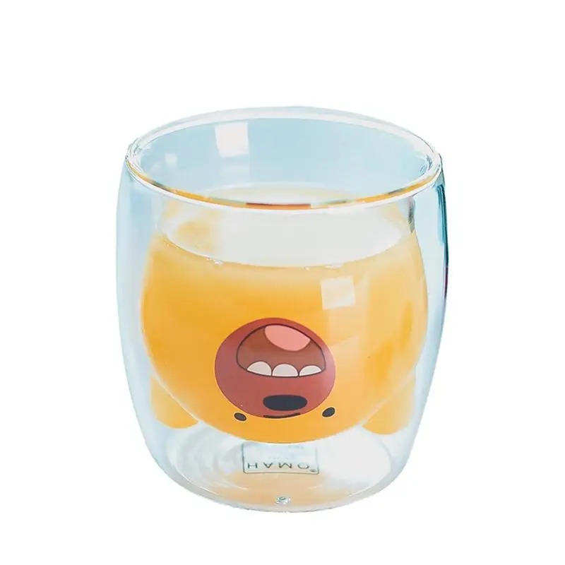 Прекрасный медведь шаблон термостойкий стакан из двойного стекла чай милое молоко прозрачная изоляция утолщенная чашка 250 мл