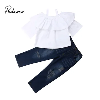 

pudcoco 2019 Children Clothing Suits For Girls Clothes Sport Tops + Jeans Kids Toddler Enfant Fille Infantis Outfits