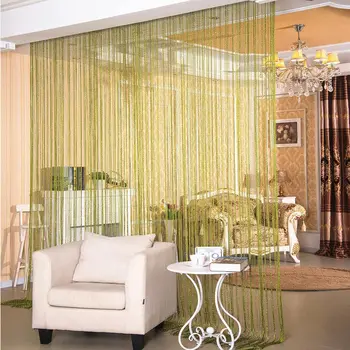 

j 2.9x2.9m Shiny Tassel Flash Silver Line String Curtain Window Door Divider Sheer Curtains Valance Home Decoration 45