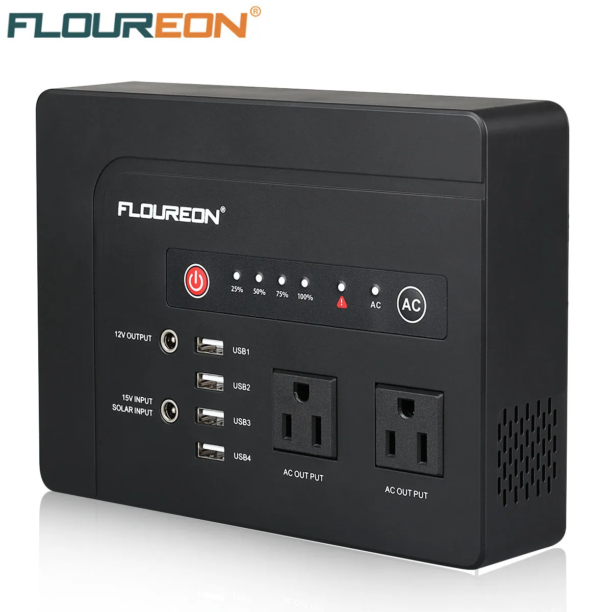 

Floureon Portable 200W(Max) Station Power Bank with AC120V DC Outlets 4 USB Ports Solar Input for MacBook Laptop Phone Camping