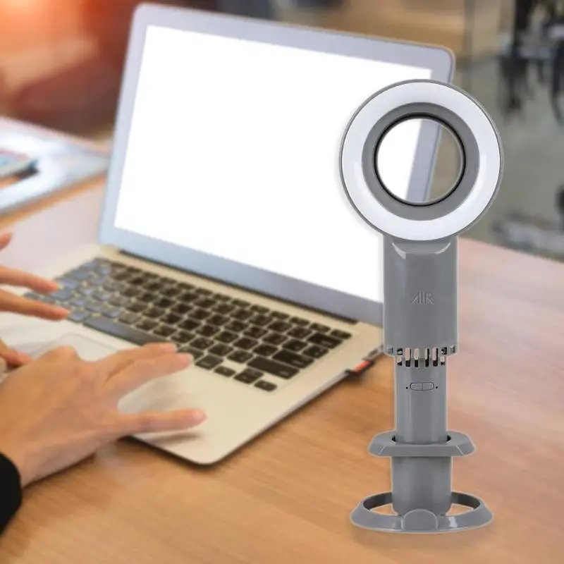 

Portable Bladeless Fan USB Mini Handheld Cooling Fan Cooler Air Ventilationer with Light Mobile Phone Holder 3 Speed Adjustable