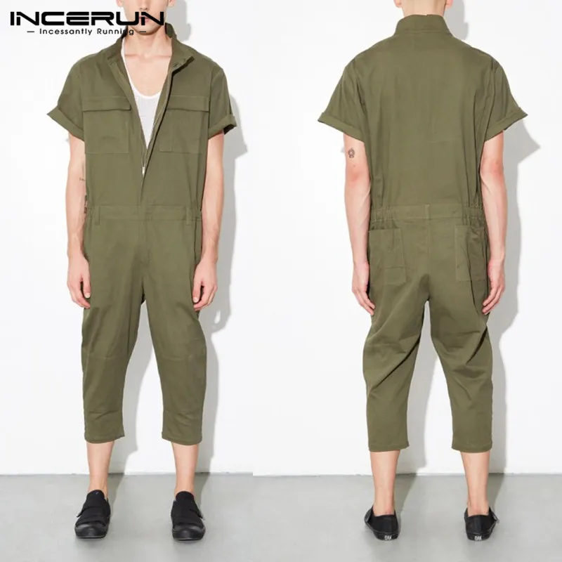 

Stylish Punk Male Overalls Dungarees Jumpsuits Rompers Baggy Pants Men Casual Jumpsuit Calf Lenght Trousers Garment Coveralls