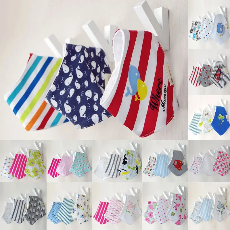 

Pudcoco Hot Fashion 3pcs Soft Cotton Burp Cloths Baby Boy Girls Bandana Bibs Saliva Towel Dribble Triangle Head Scarf 14Colors