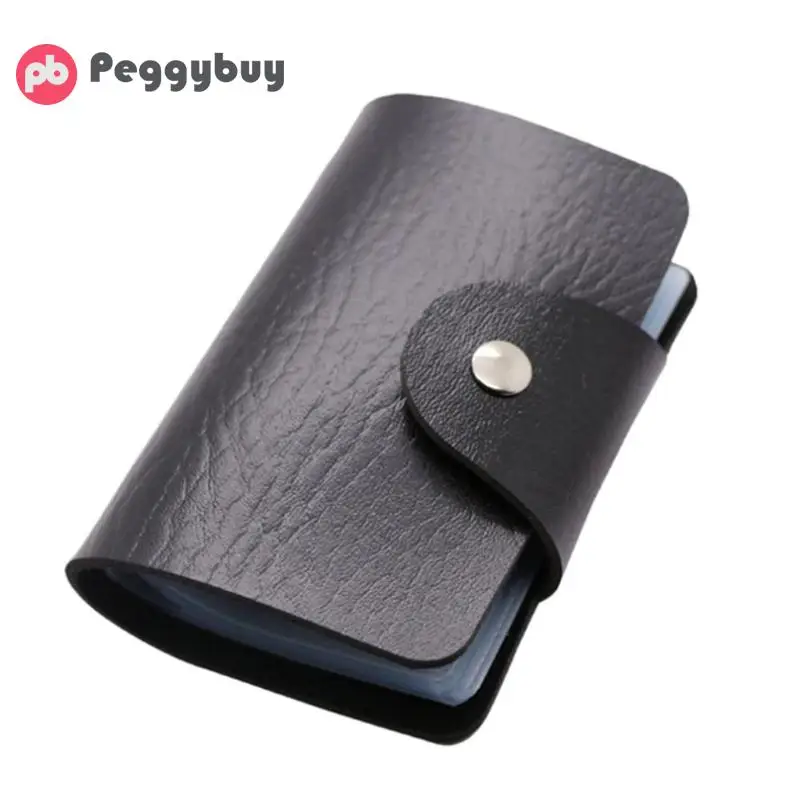 

New Solid Color Small Clutch Women Men Daily PU Leather 24 Slots Card Holder Wallet Simple Unisex Business Credit Cards Bag 2019